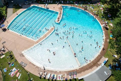 Aerial photo of campus pool